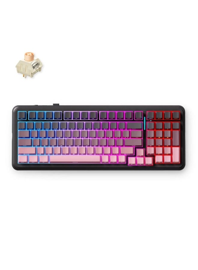 MCHOSE K99 V2 Wireless Gasket-Mount Mechanical Keyboard – Icy Creamsicle Switch, 98% Layout, Hot-Swap 3/5-Pin Switches, Tri-Mode, Dual-Shot PBT Keycaps, South-Facing RGB & Surround Lighting, 8000mAh Battery, Foam-Damped Cushion Typing, Black Pink | MC-K99V2-9 - Image 1